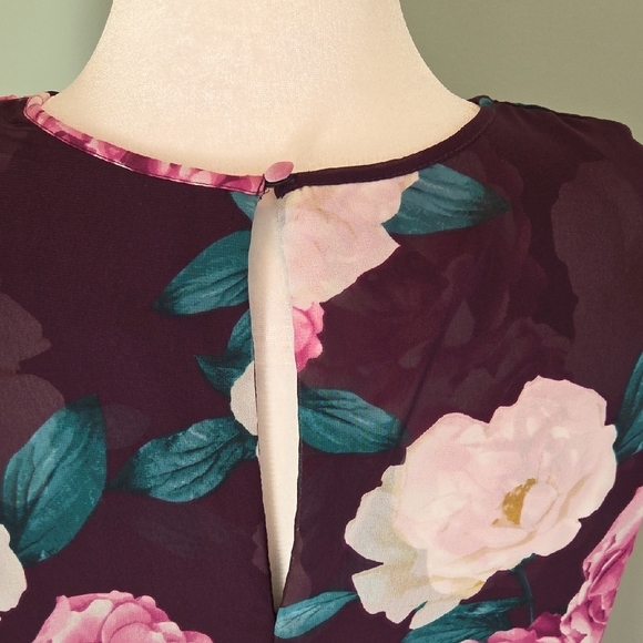 Jessica Howard Floral Midi Dress Purple With White And Pink Flowers Women's 14P - Picture 7 of 11